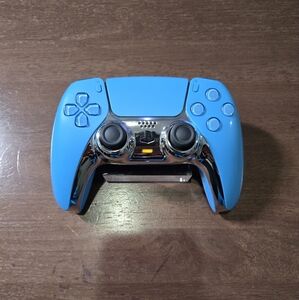 Ps5 Custom Sleek Blue and Chrome Controller